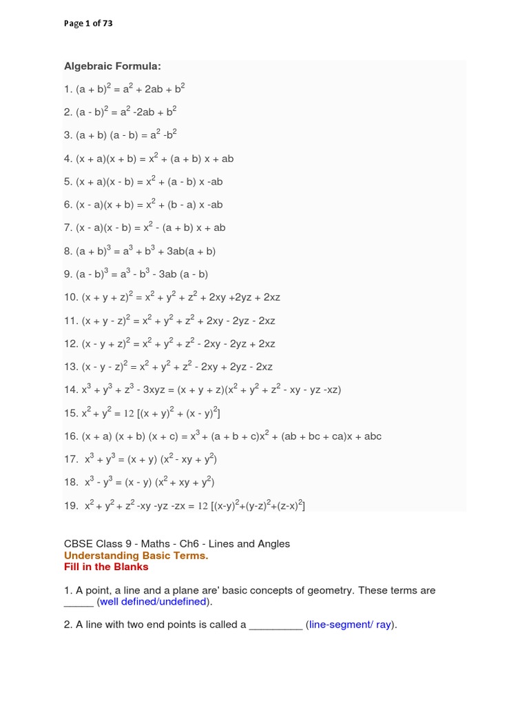 Algebraic Formula Pdf Triangle Line Geometry