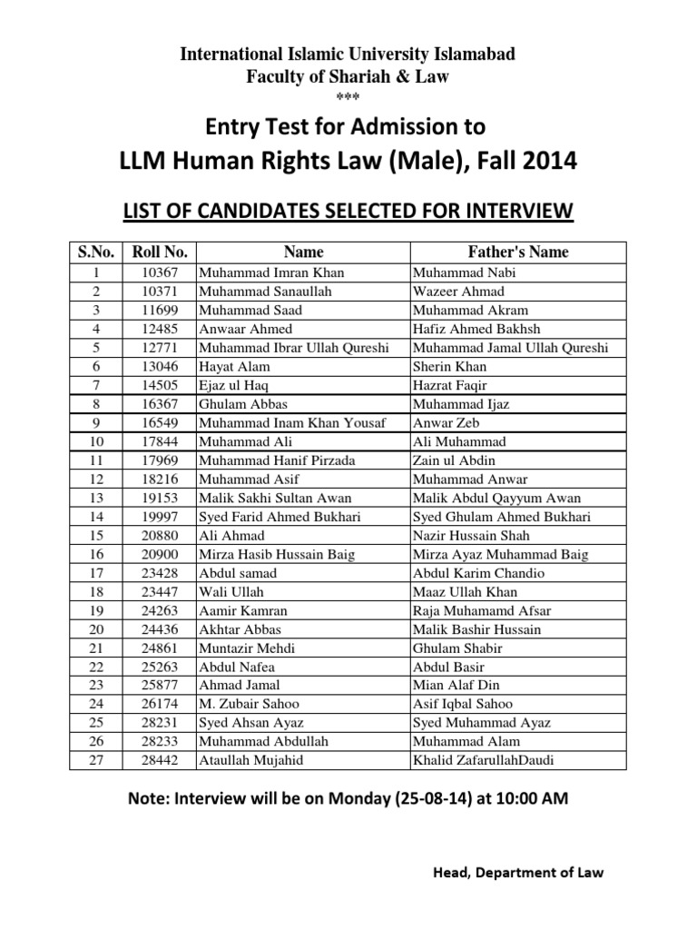 LLM Interview Candidates List | PDF