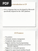 An Introduction To C#: C# Is A Language That Was Developed by Microsoft