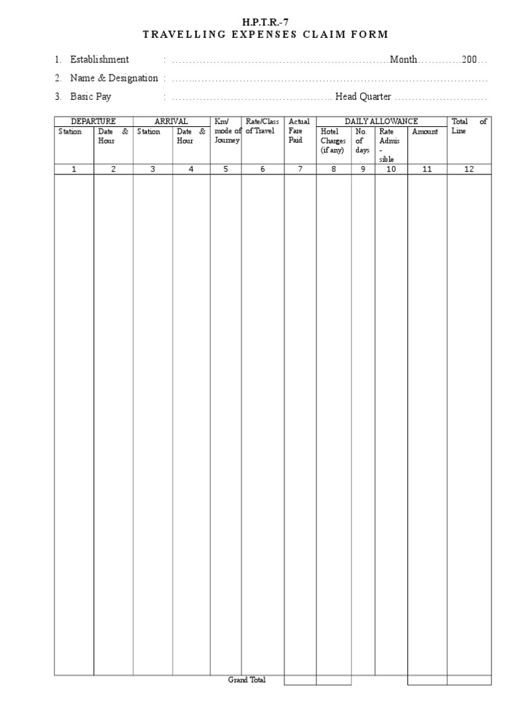 Travel Expense Claim Form H.P.T.R.-7 | PDF | Foreign Language Studies | Law