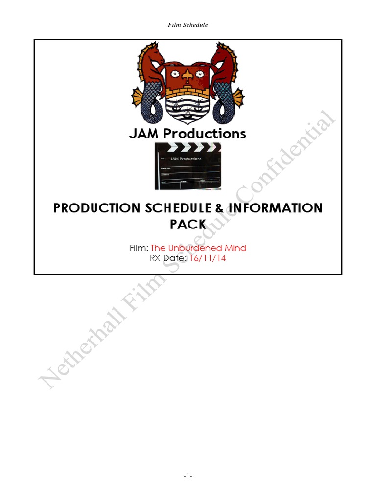 JAM Productions Production Schedule & Information Pack PDF