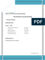 Home Work Lecture Group Monday: Introduction To Programming