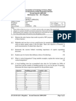 Course No.: ET ZC414 Course Title: Project Appraisal Nature of Exam: Closed Book Weightage: 40% Duration: 2 Hours Date of Exam: 07/02/2010 (FN) No. of Pages 2 No. of Questions 10