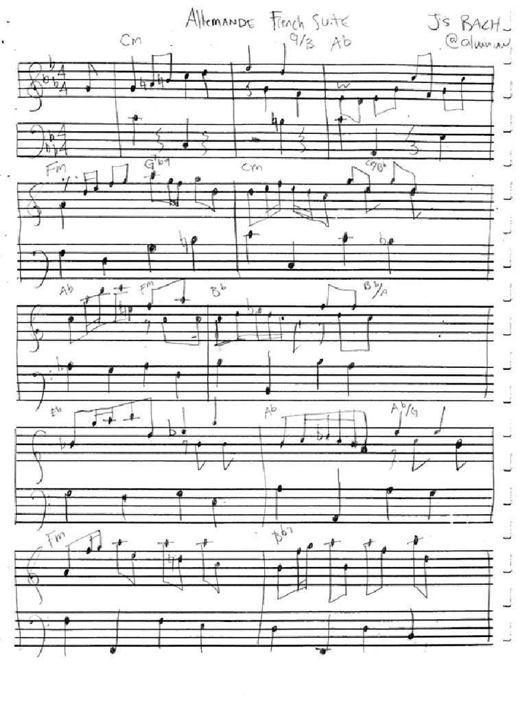 Bach Allemande French Suite C Minor Jazz Lead Sheet