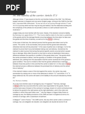The Liability of the Carrier- CMR