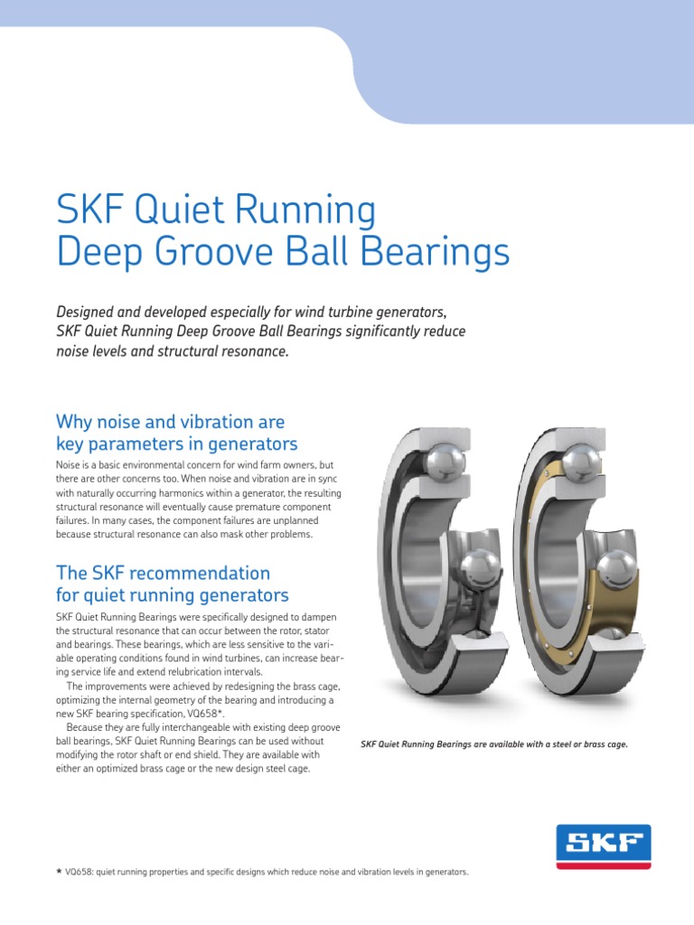 SKF Quiet Running Deep Groove Ball Bearings Brochure Bearing