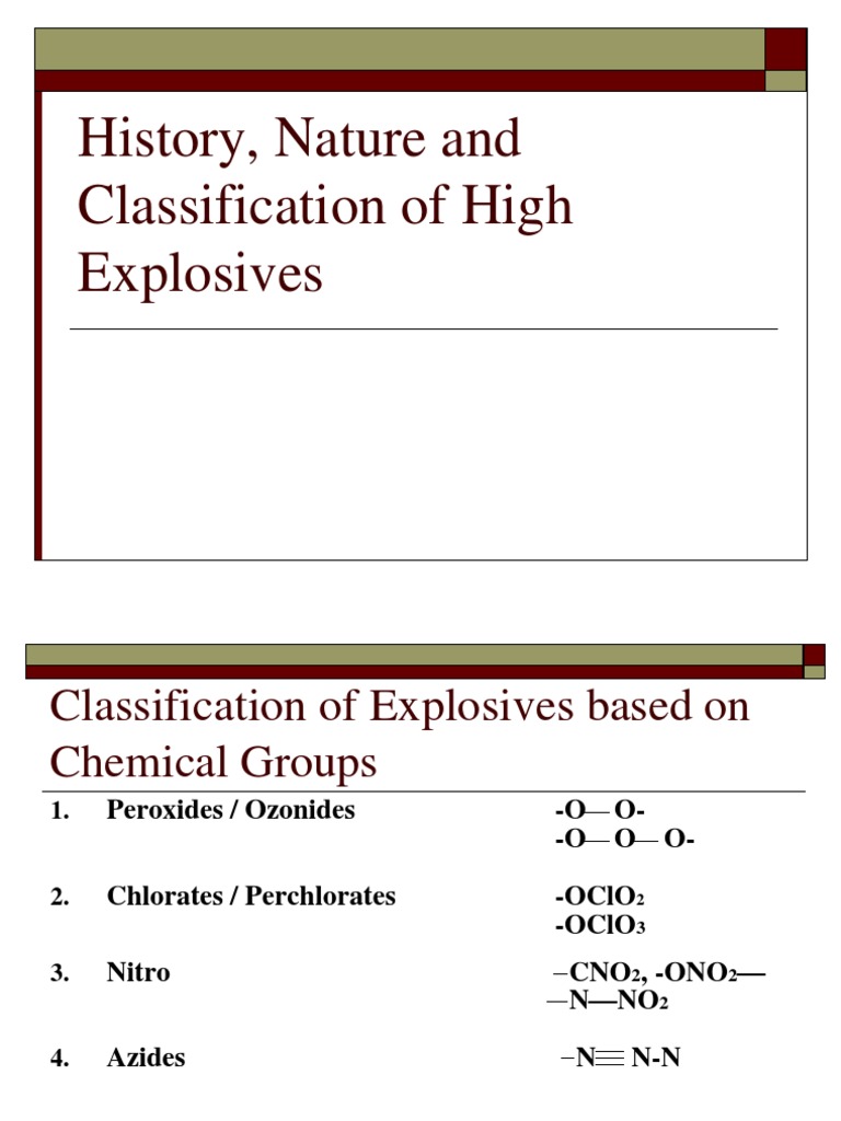 Classification of High Explosives | PDF | Explosive Material | Explosion