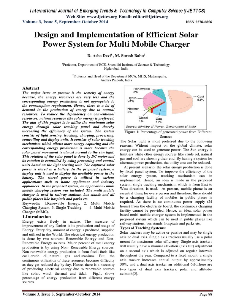 Design and Implementation of Efficient Solar Power System For Multi ...