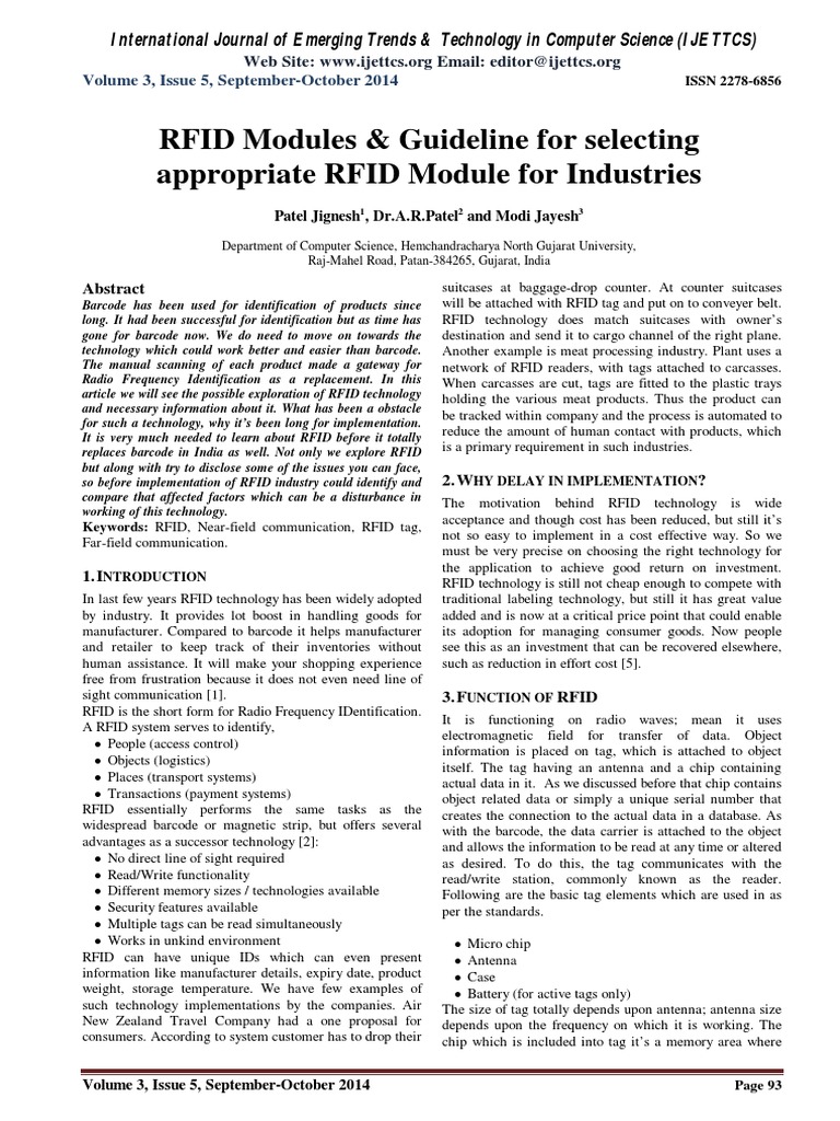 Exploring RFID Technology Benefits | PDF