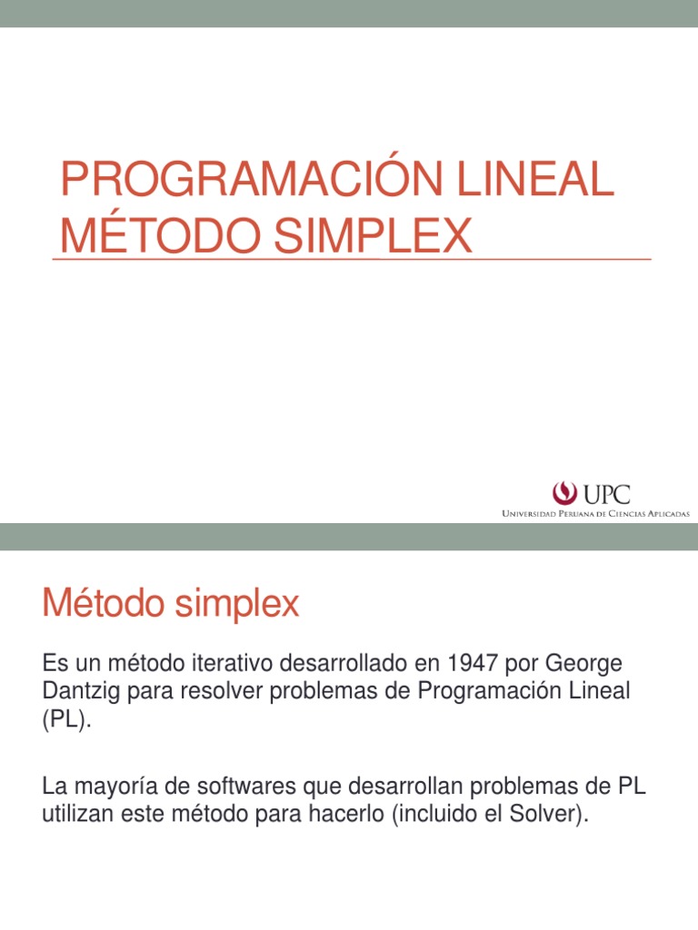 Método Simplex en Programación Lineal | PDF | Programación lineal ...