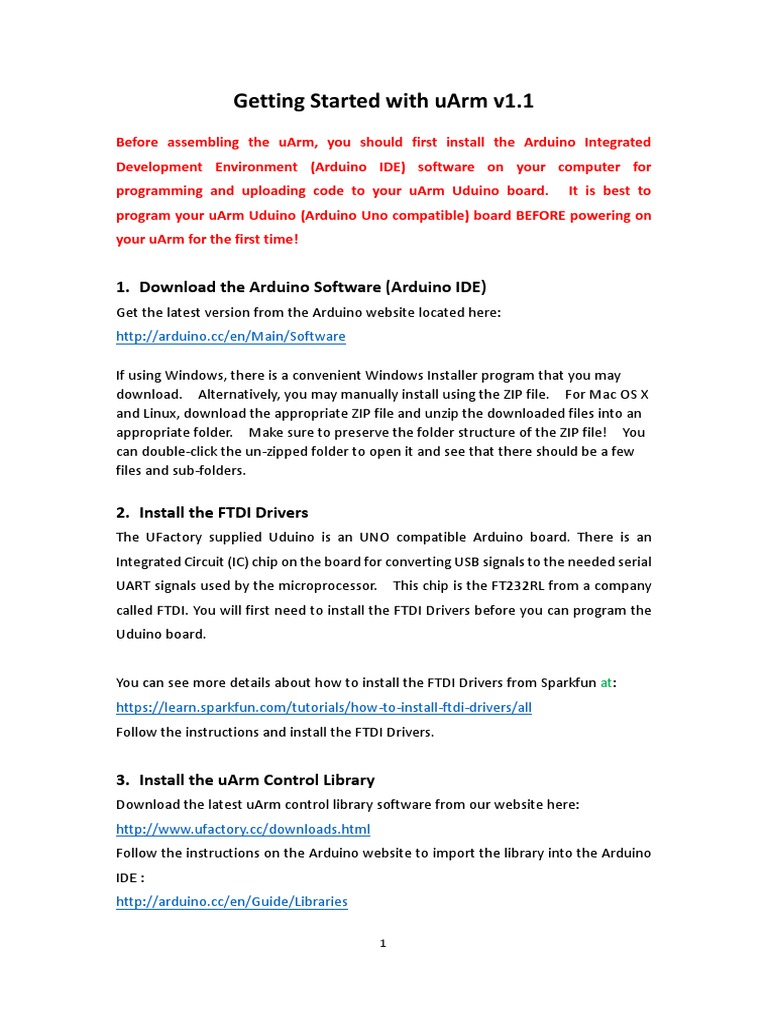 uArm v1.1 Setup and Calibration Guide | PDF | Arduino | Digital Technology