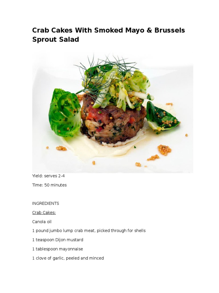Crab Cakes With Smoked Mayo & Brussels Sprout Salad PDF Mayonnaise