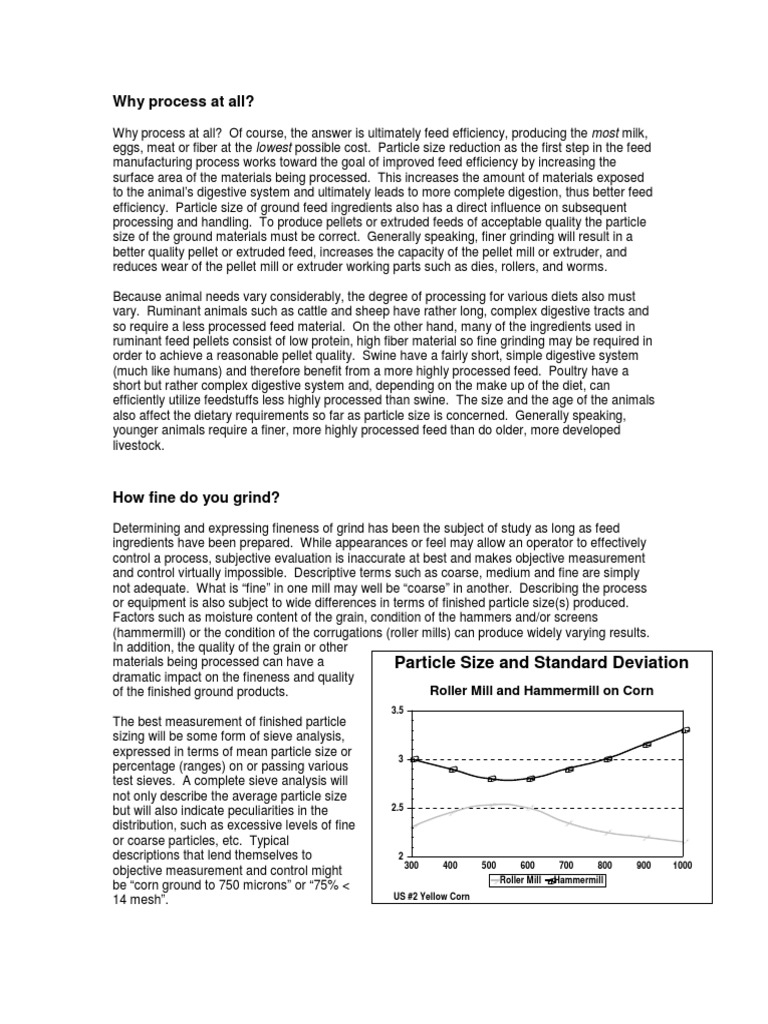 Particle Size Reduction in Feed Milling | PDF | Mill (Grinding ...