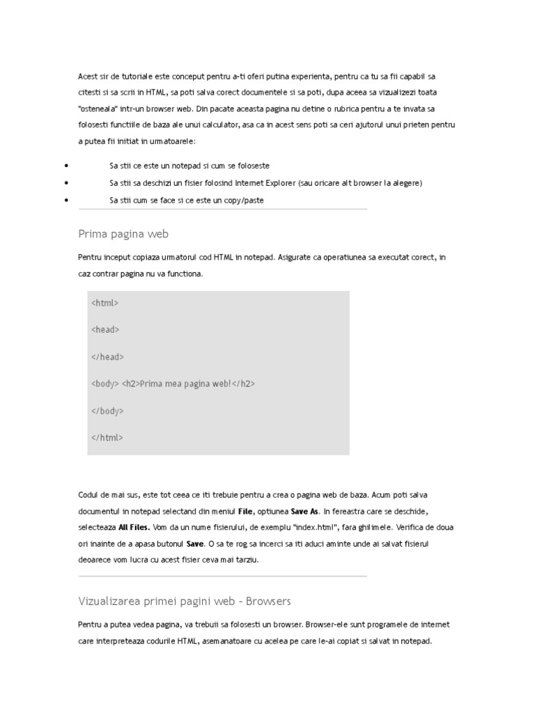 Tutoriale HTML | PDF