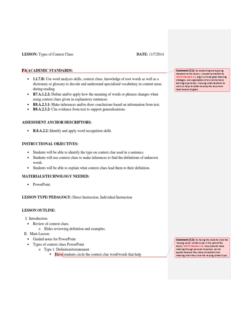 Types of Context Clues Explained | PDF | Lesson Plan | Learning