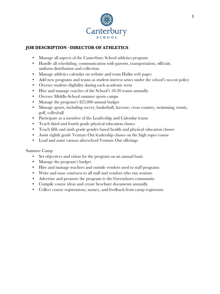 Athletic Director Job Descript PDF