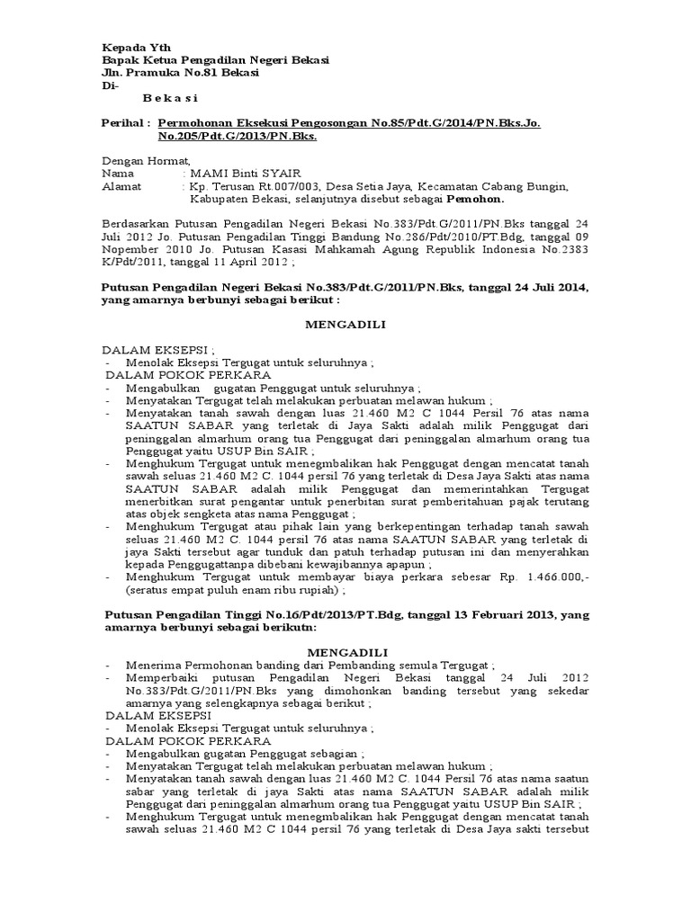 Permohonan Eksekusi Doc