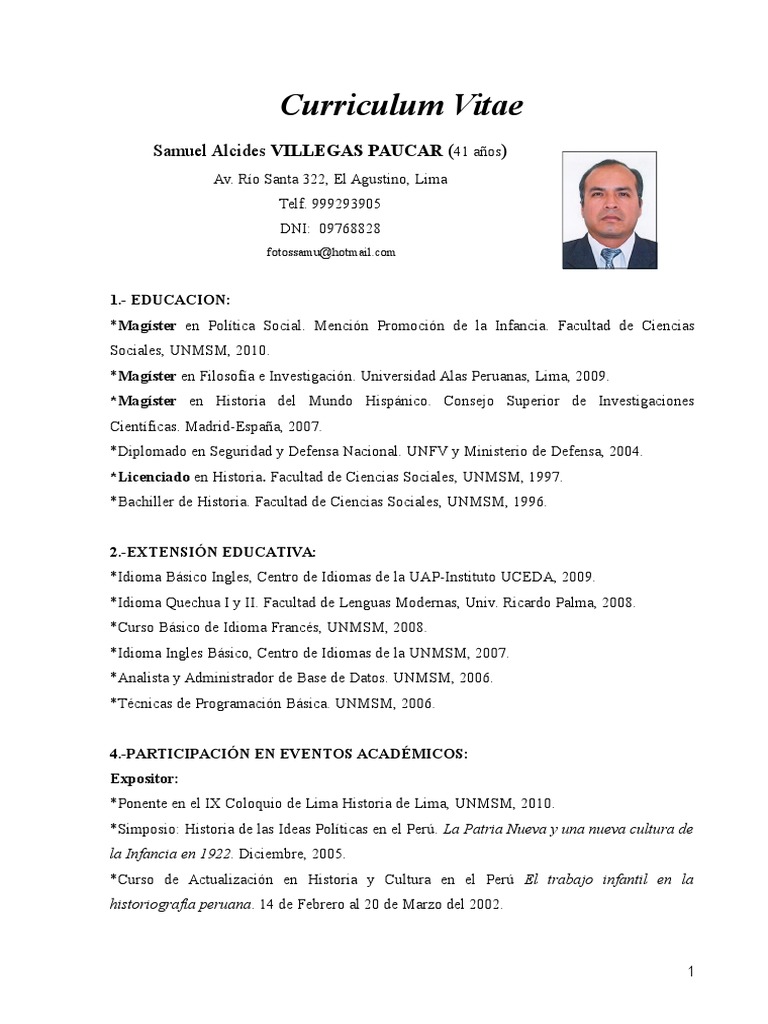 Peru curriculum vitae image