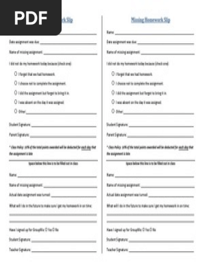 missing homework slip