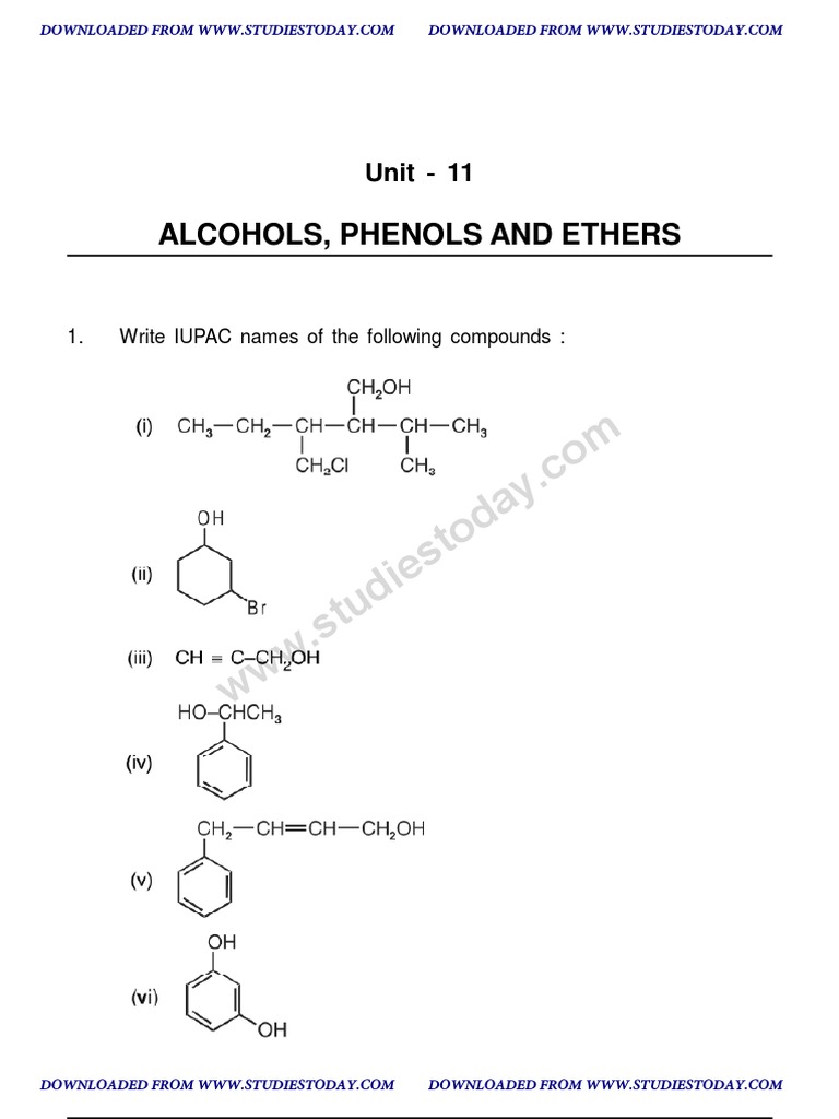 Alcohols, Phenols, and Ethers Overview | PDF | Ether | Alcohol
