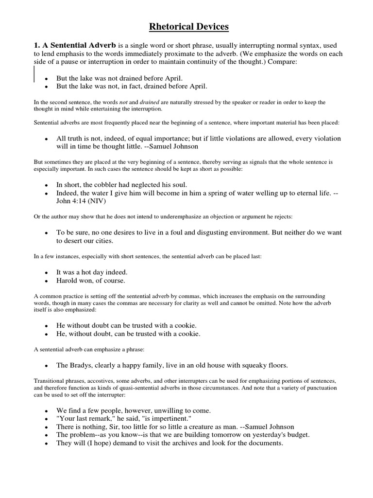 Rhetorical Devices | PDF | Adverb | Verb