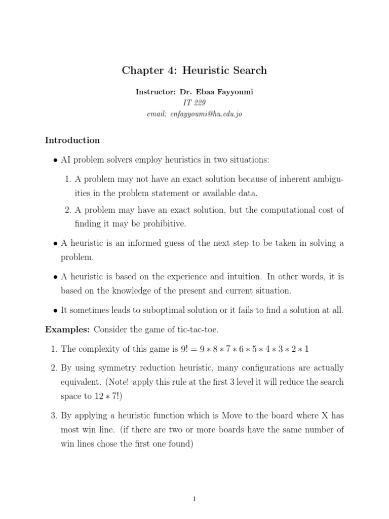 Chapter4 - Heuristic Search | PDF | Applied Mathematics | Computer ...