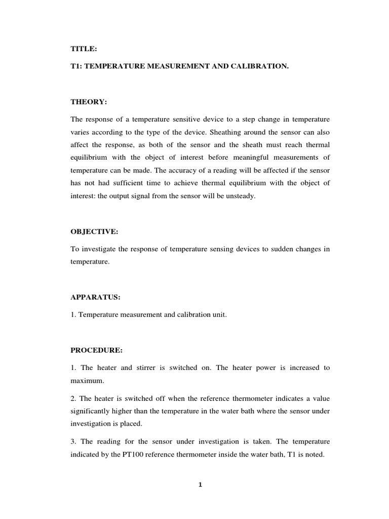 Temperature Measurement and Calibration PDF Sensor Scientific