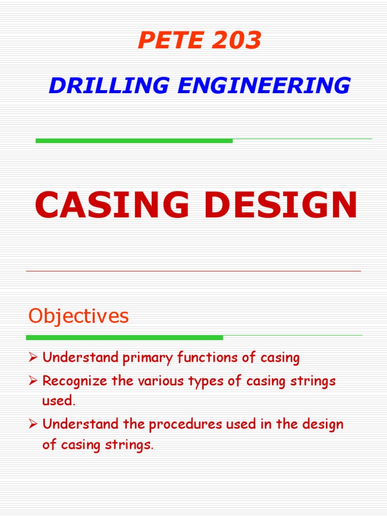 Casing Design in Drilling Engineering | PDF | Casing (Borehole ...