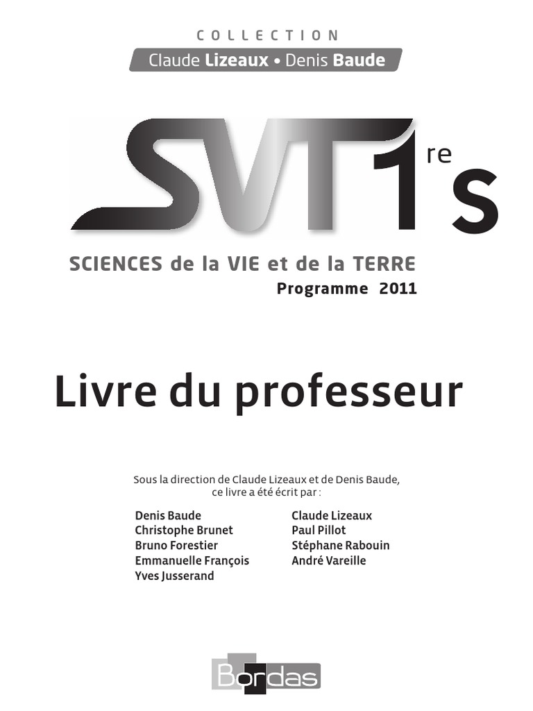Livre Svt 1ere S Belin Corrigé Pdf