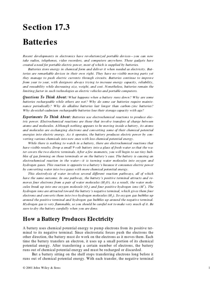 Batteries - How Things Work | PDF | Teaching Methods & Materials ...