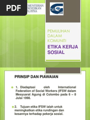 Pemulihan Dalam Komuniti Etika Kerja Sosial Pdf