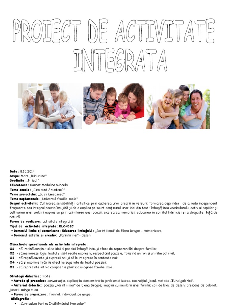 Proiect De Activitate Parintii Mei