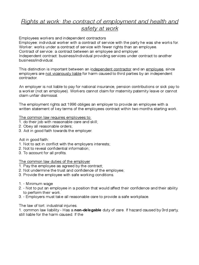 Employment Rights and Contract Obligations | PDF