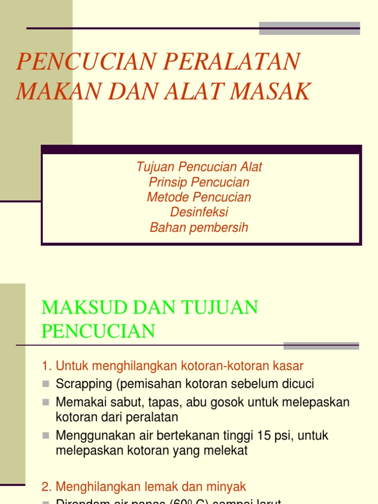 Pencucian - Peralatan Makan Dan Alat Masak | PDF