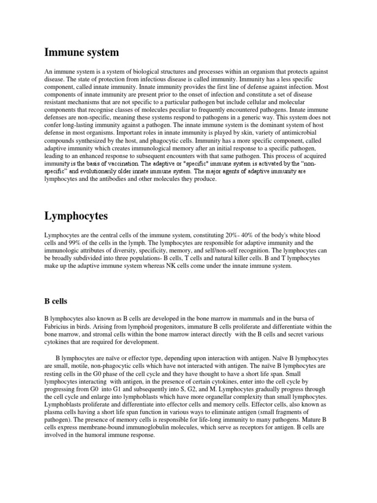 Overview of Immune System Functions | PDF | Natural Killer Cell | Monocyte
