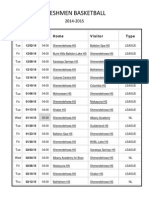 Freshman 14-15 Game Schedule