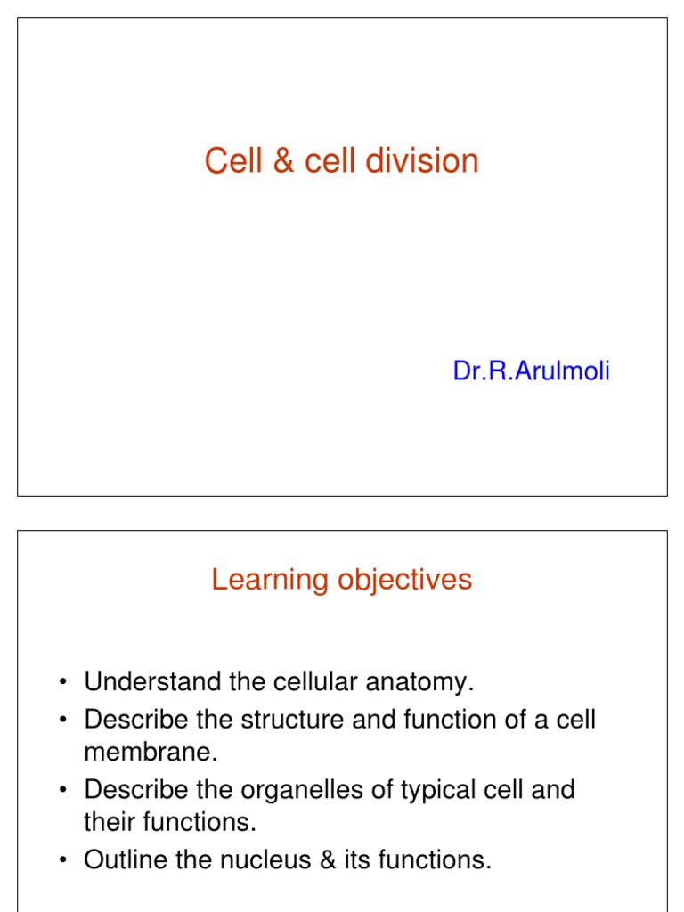 Lecture 2 - Cell and Cell Division | PDF | Meiosis | Mitosis