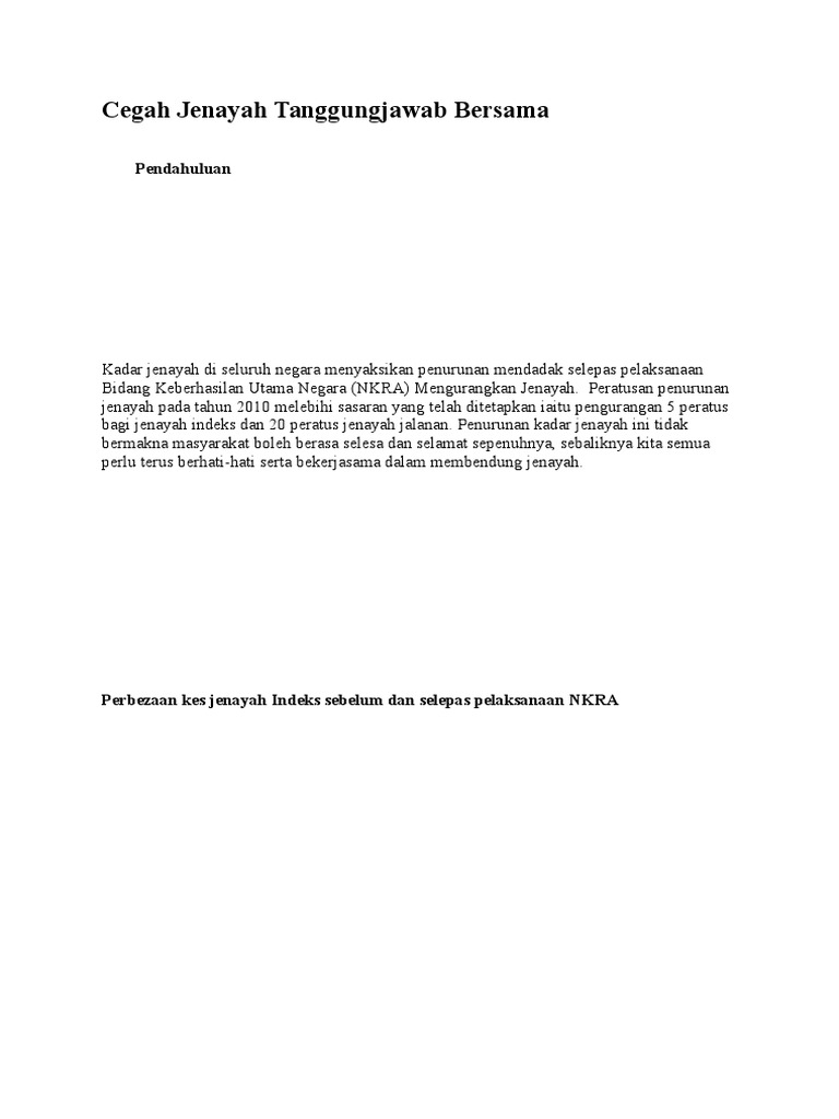 Cegah Jenayah Tanggungjawab Bersama Pdf