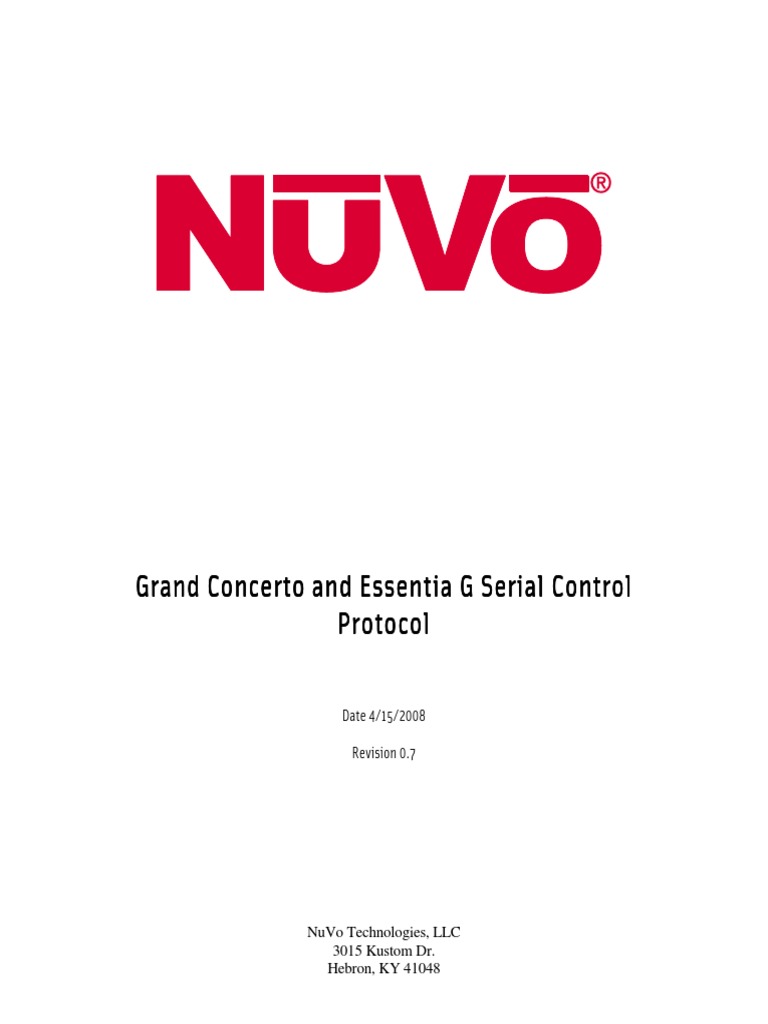 Nuvo Grand Concerto Serial Protocol PDF Digital Technology