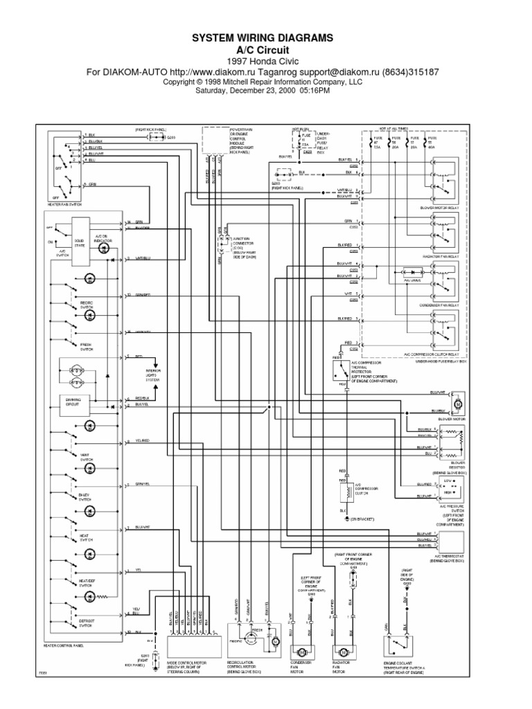 Honda Civic 97 Wiring Diagram | Automotive Technologies | Car