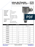 Transmisor de Presión: Completo Inox, Salida 4 - 20 Ma