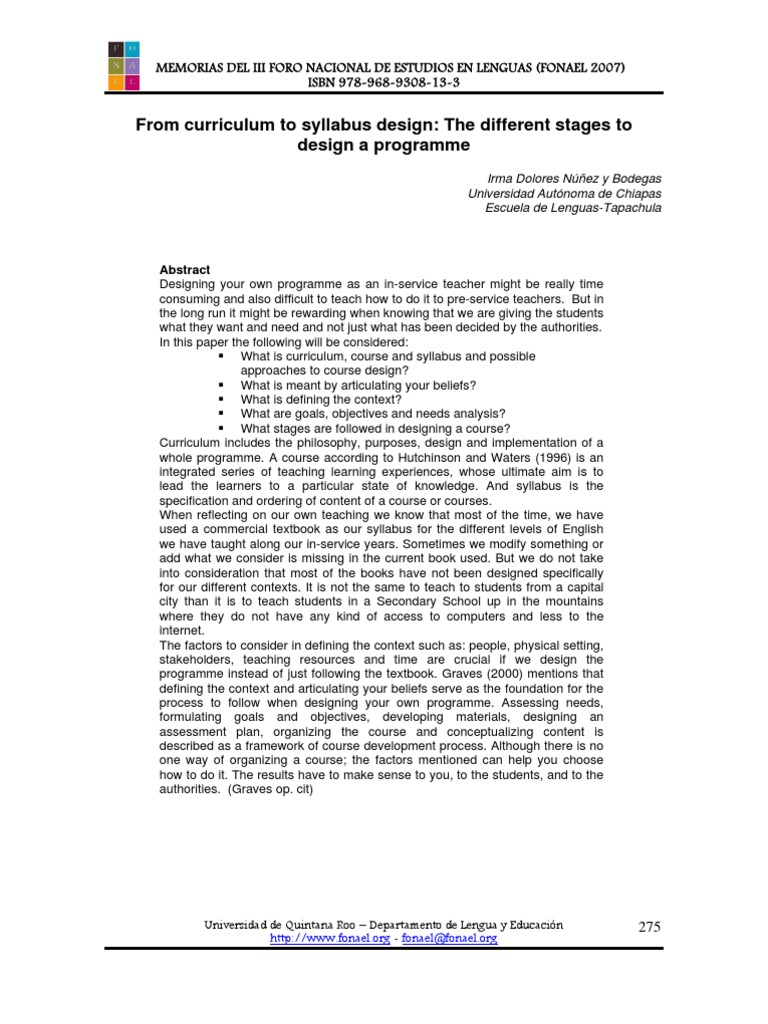Course Design in Language Education | PDF | Curriculum | English As A ...