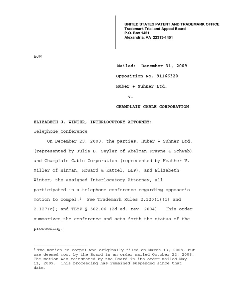 TTAB ruling on motion to compel discovery Motion To Compel Discovery (Law)