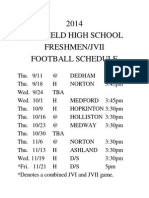 2014 Freshmen Football Schedule