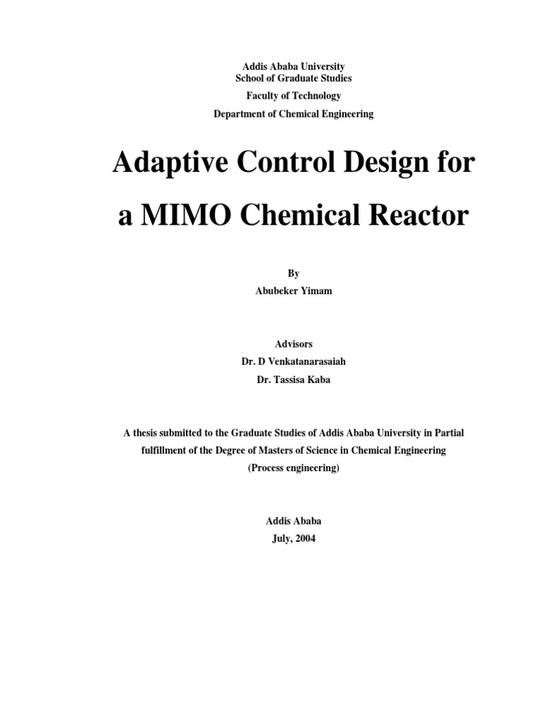 Chemical Reactor Cstr Pdf Control Theory Control System
