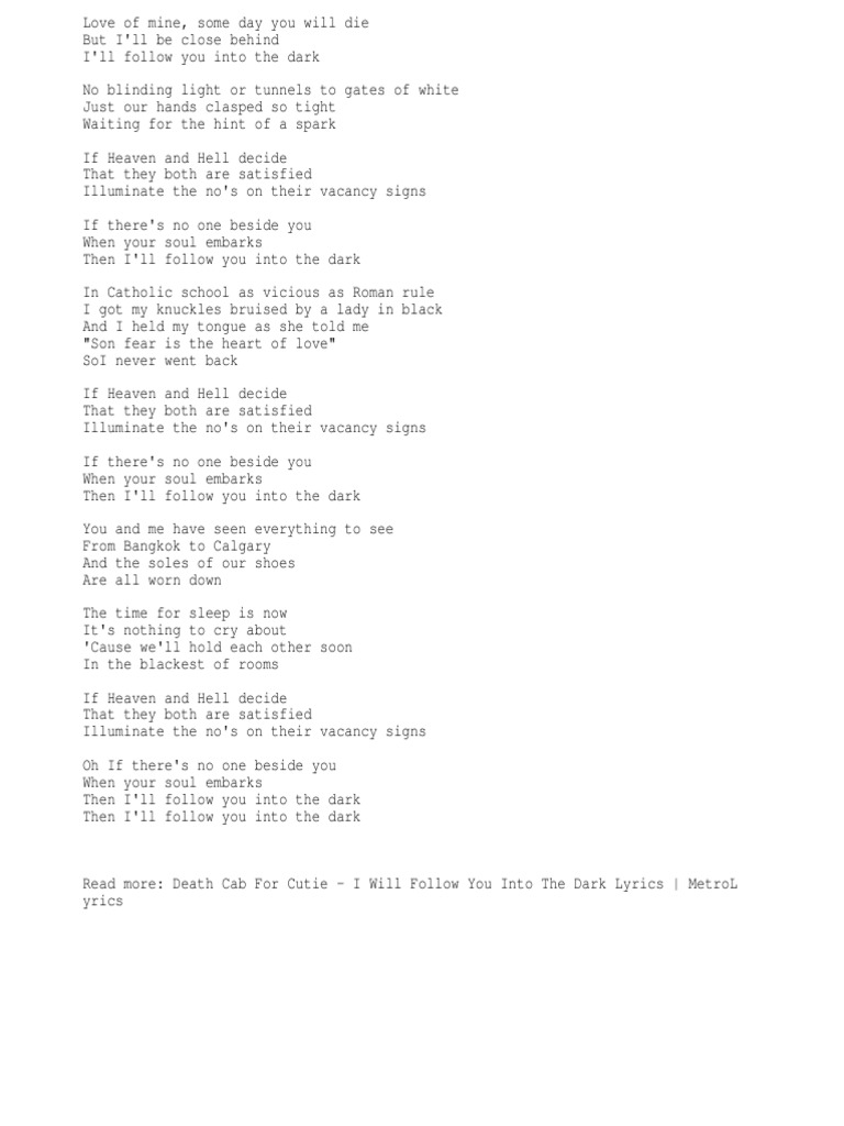 I Will Follow You Into The Dark | PDF