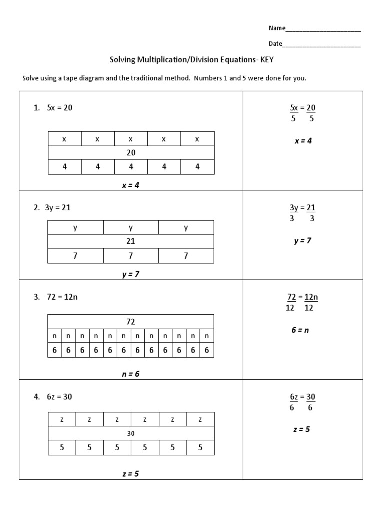 Multiplication/Division Equation Key | PDF | Teaching Methods & Materials