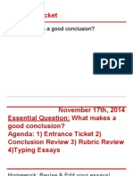 Entrance Ticket: What Makes A Good Conclusion?