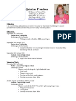 Resume - Quintina Frandsen - November 2014