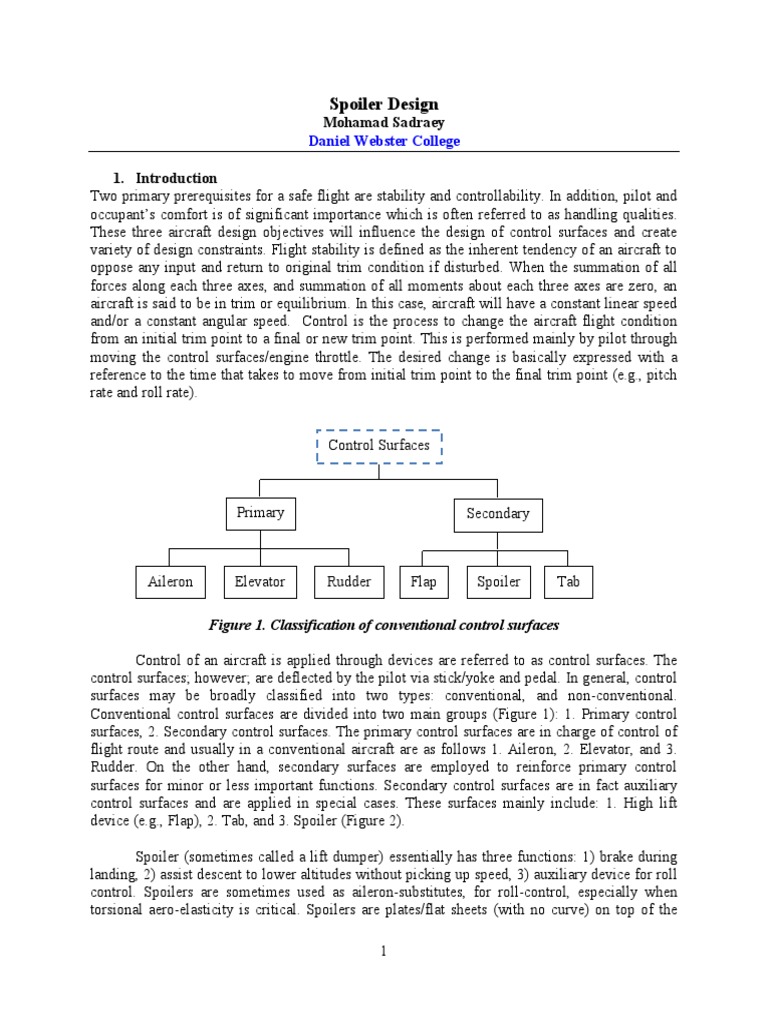 Aircraft Spoiler Design Overview | PDF | Flight Control Surfaces | Aileron